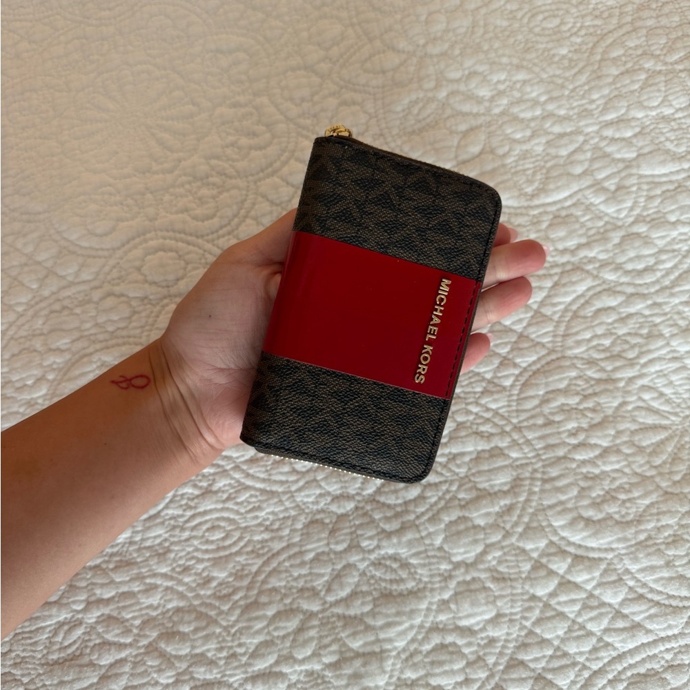 Michael Kors Red and Black Card Wallet